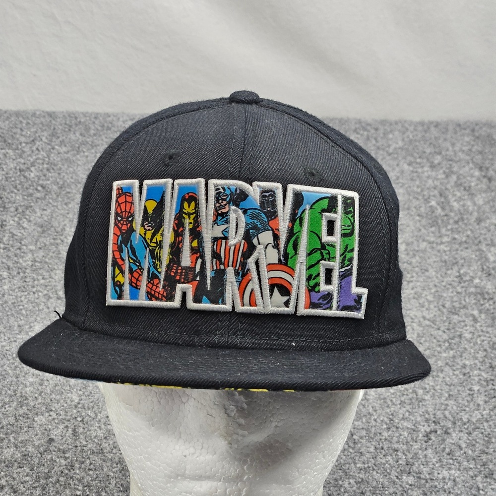 Marvel Comics Snapback Hat Black Embroidered Comic Graphic Under Brim Superhero
